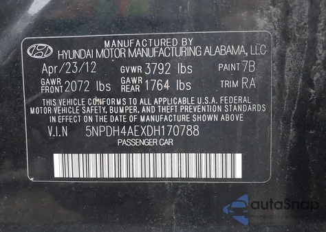 2013 Hyundai Elantra Gls z USA, uszkodzony, nr VIN 5NPDH4AEXDH170788